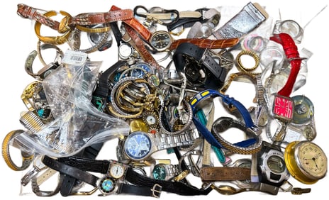 Large Box Lot of Watches and Parts