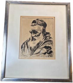 1930s Framed Print "Man with Prayer Shawl" by Elias M. Grossman