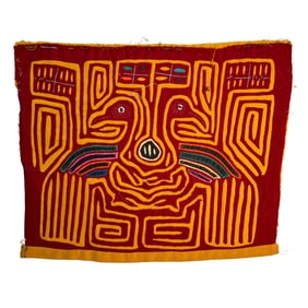 1960s Hand-Sewn Kuna Panamanian Bird Textile Art