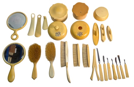 Vintage Celluloid Bakelite 26-Piece Vanity Set