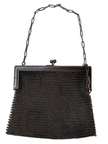 Antique 1930s Metal Mesh Purse with Chain