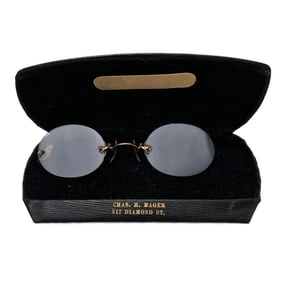 Antique Armless Eyeglasses with Original Case