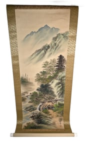 Japanese Kakejiku Hanging Scroll - River Landscape