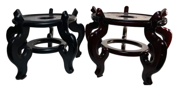 Pair of Wooden Chinese Plant Stands