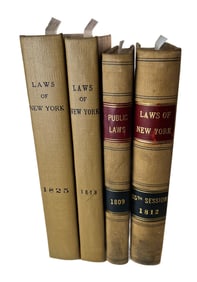 Lot of Four 19th Century "Laws of New York" Books, 1809, 1812, 1818, 1825