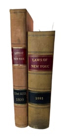 Lot of Two 19th Century "Laws of New York" Books, 1800, 1805