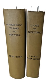 Lot of Two 19th Century "Laws of New York" Books, 1832, 1857
