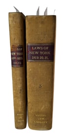 Lot of Two 19th Century "Laws of New York" Books, 1819, 1820