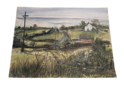 Large Vintage Watercolor by Franklin Shores