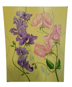 Large Painting on Masonite Board of Flowers