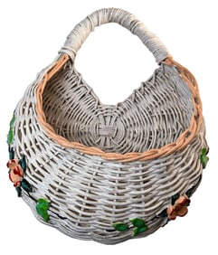 White Rattan Flower Basket