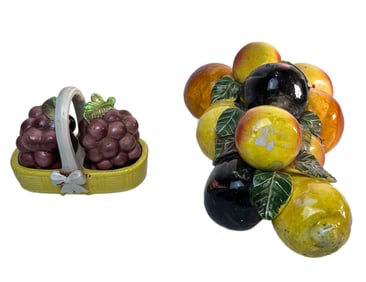Lot of 2 Vintage Ceramic Fruit Sculptures