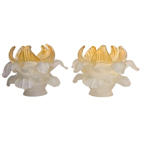 Lot of Two Vintage Tulip Glass Lamp Shades
