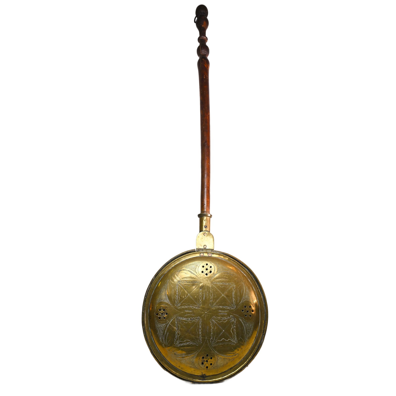 19th Century French Embossed Brass Bed Warmer (1 of 4)