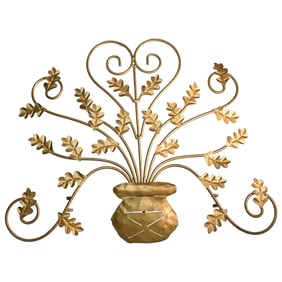 Gold Color Wire Leaf Indoor Hanging Wall Decoration
