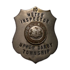 Obsolete Mid-Century Upper Darby PA Township Meter Inspector Badge