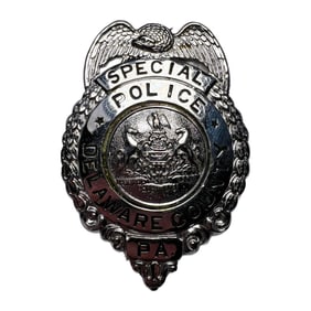 Obsolete Mid-Century Delaware County PA Special Police Badge
