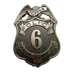 Obsolete Mid-Century Upper Darby PA Police Badge "6"