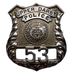Obsolete Mid-Century Upper Darby Township PA Police Badge "53"