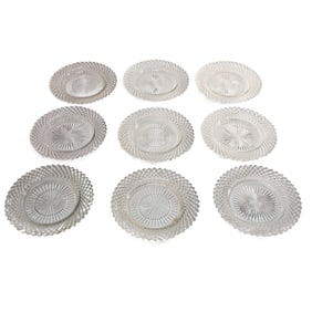 Lot of 9 Anchor Hocking Miss America Clear Depression Glass Bread Butter Dessert Plate