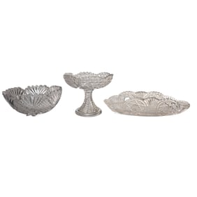 Lot of 3 Pressed Glass Pieces