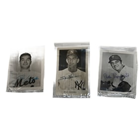 Signed New York Baseball Photographs Mets Yankees