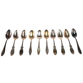 Lot of 10 Antique French Spoons Flatware