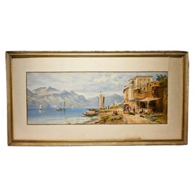 Thomas Charles Leeson Rowbotham, Framed Antique Print Depicting Lake Como