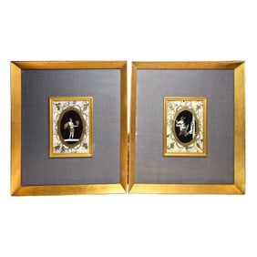 Set of 2 Sungott Studios Black and Gold Relief Pictures