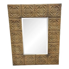 Vintage Large Pressed Tin Tile Mirror