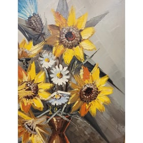 1960s Mid Century Modern Flower Painting