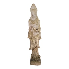 Antique Chinese Stone Garden Sculpture of a Deity