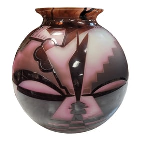1920s Art Deco Cameo Glass Vase Signed