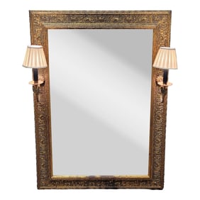 1970s Candle Lit Gilt & Beveled Glass Mirror
