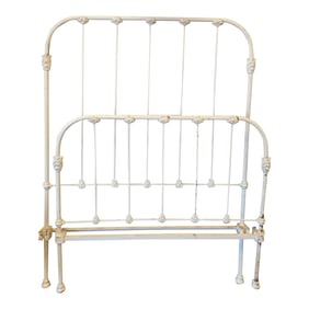 Early 20th Century Antique White Iron Single Size Bed