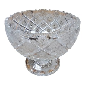 Large Antique Brilliant Period  Cut Glass Star Pattern Center Bowl