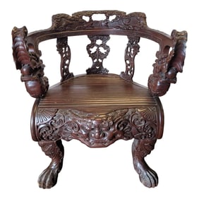 Late 19th Century Highly Carved Antique Chinese Arm Chair
