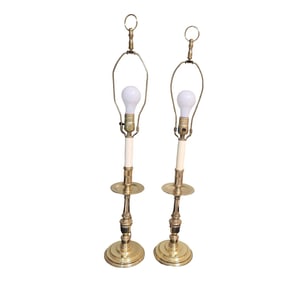Pair of 1980s Baldwin Brass Candlestick Lamps