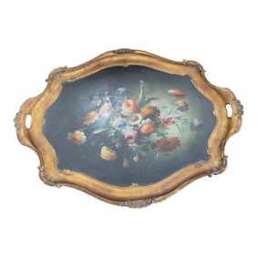 Vintage 1930s Hand Painted Wood Tray