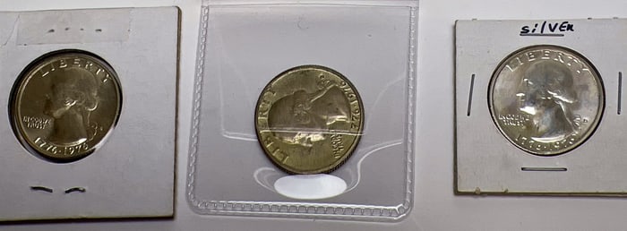 Three Silver Clad Bicentennial Quarters