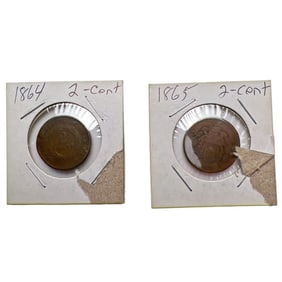 Lot of Two 1860s 2-Cent Pieces