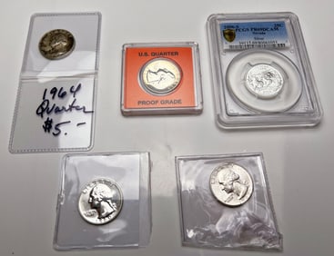 Lot of 5 Silver Clad Quarters