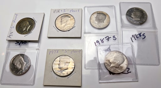Lot of 7 1970s-1980s Kennedy Half Dollars