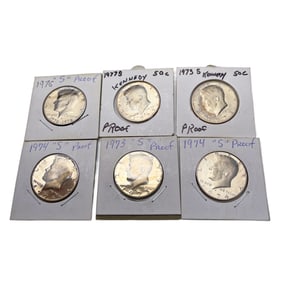 Lot of Six Kennedy Half Dollars 1970s