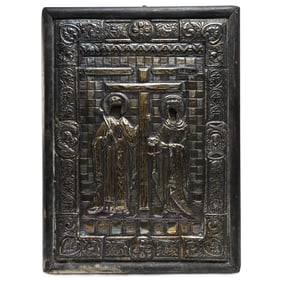 Eastern Orthodox Religious Icon in 950 Silver with Hallmark