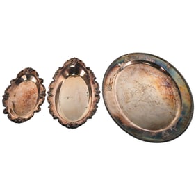 Set Of Three Vintage Silver Plated Trays