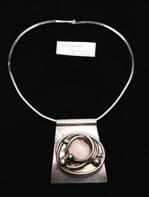 Handmade Silver Plate on Brass Denmark Abstract Necklace