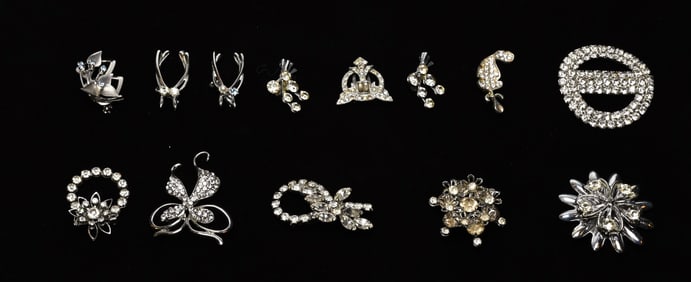 Lot of Silver Toned Jewelry with Gems