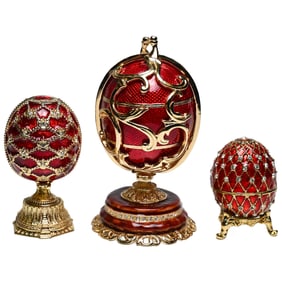 Lot of 3 Faberge-style Decorated Eggs "akm"