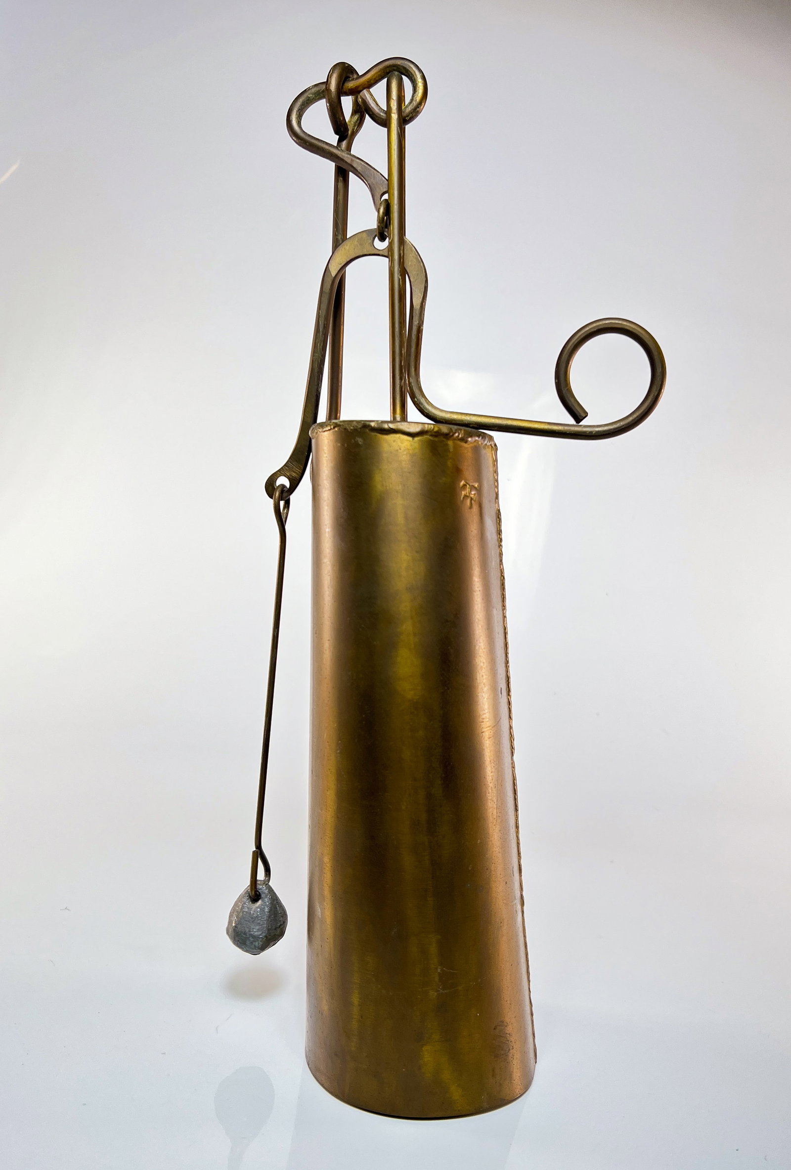 Vintage 1970s Richard Fisher Bell ~ US Bells (Early Years): This 70's vintage Richard Fisher US Bells handmade bell is a rare find. Its large size includes a beautiful deep tone that will add a touch of charm to any outdoor space. The bell housing is signed wi